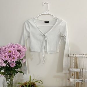 SHEIN white cropped tie top